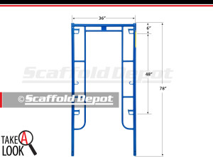 A 78 inch high by 36 inch wide Scaffold Depot series arch frame