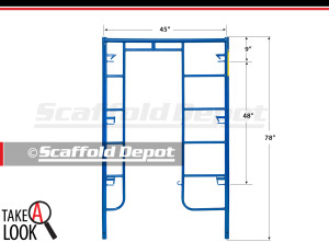 A 78 inch high by 45 inch wide Scaffold Depot series arch frame
