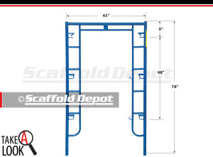 A 78 inch high by 45 inch wide Scaffold Depot series arch frame