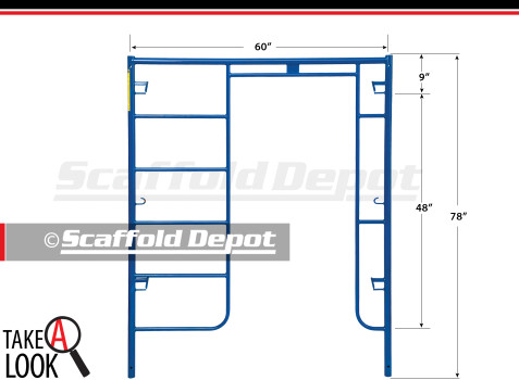 A 78 inch high by 60 inch wide Scaffold Depot series arch frame