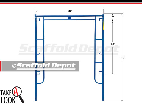A 78 inch high by 60 inch wide Scaffold Depot series arch frame