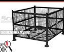 a black steel storage cage