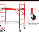 Scaffold Depot's multi-function scaffolding showing a zoomed in view of one of the 5 inch dual lock casters,