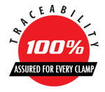 Logo for 100 percent traceability, assured for every clamp.