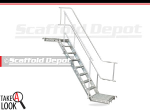 Scafffold Depot's 60 inch steel galvanized access stair with hand rails