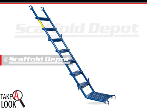 Scaffold Depot's 78 inch steel access stairs with a blue powder-coated finish.